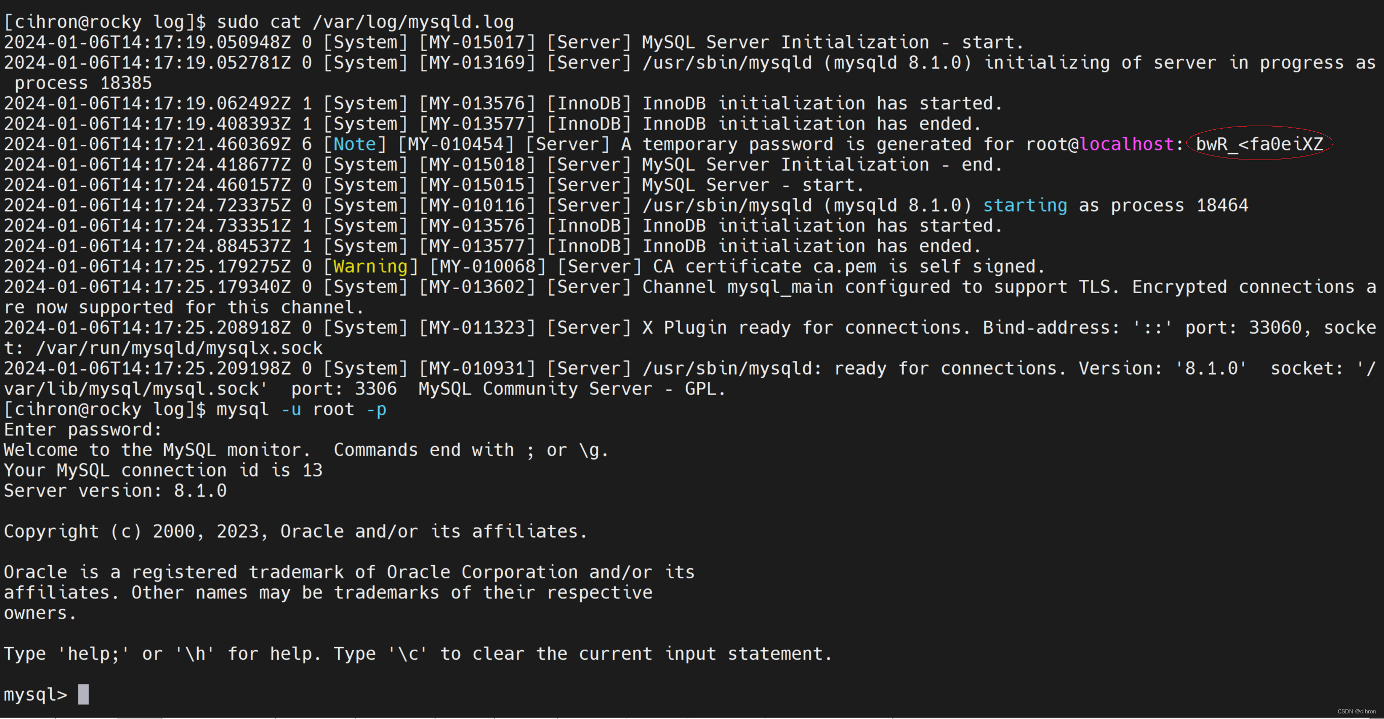 Rocky9.3 安装MySQL后如何设置初始密码