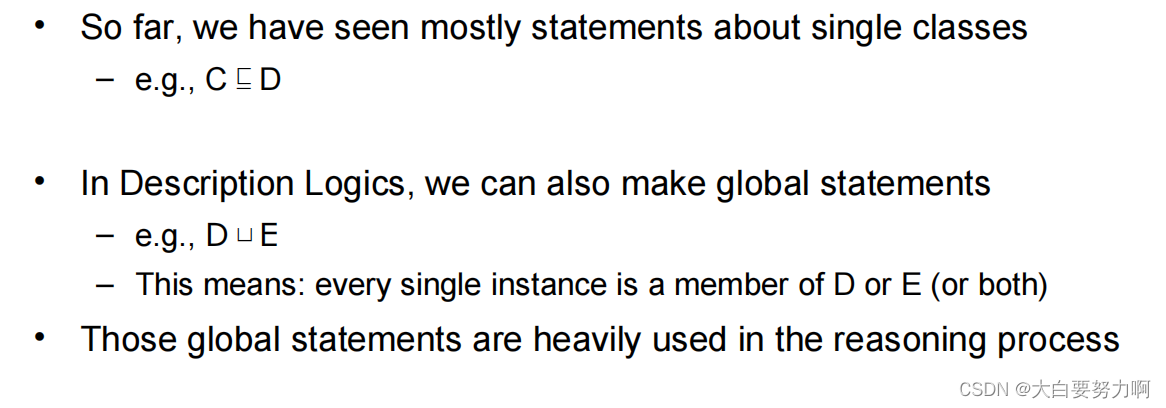 Global Statements in Description Logic