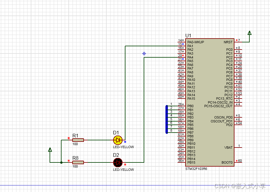 stm32项目（15）——基于stm32的LED闪烁试验protues仿真