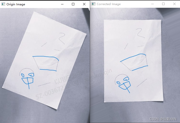 Python 基于 OpenCV 视觉图像处理实战 之 OpenCV 简单实战案例 之六 简单图像倾斜校正处理效果
