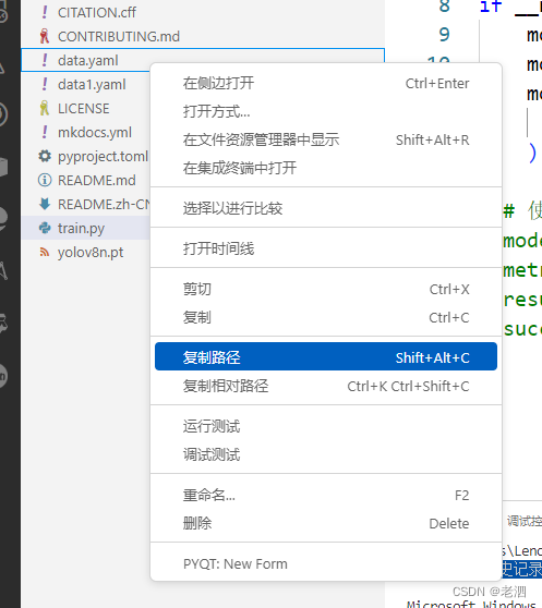 RuntimeError: Dataset ‘data.yaml‘ error ‘data.yaml‘ does not exist，使用绝对路径试一下