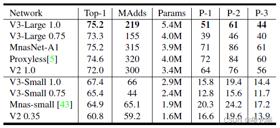  MobileNetV3 Model Speed Comparsion