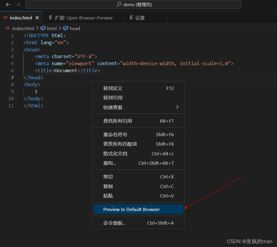 vscode设置打开浏览器