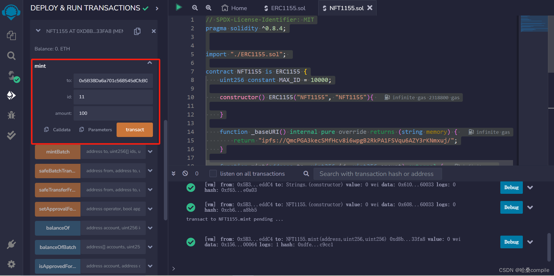 solidity实现ERC1155多代币标准