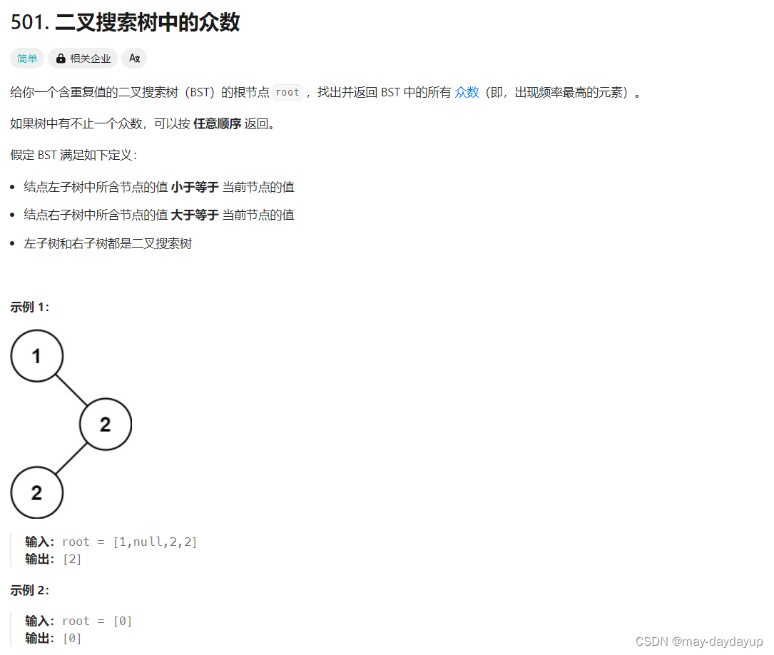 501 二叉搜索树的众数