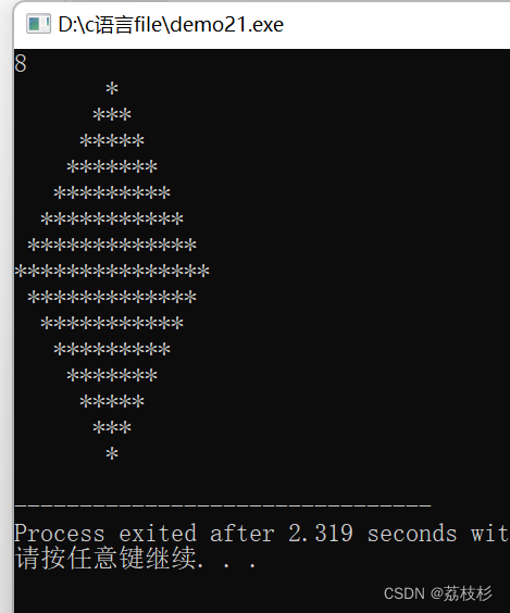 输出菱形（*）--c语言
