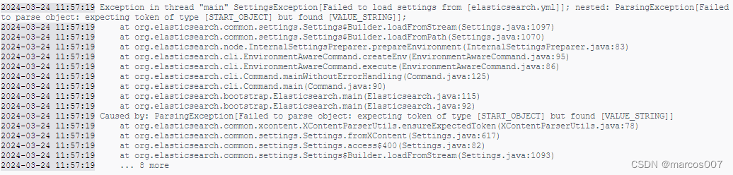 ElasticSearch启动报错：Exception in thread “main“ SettingsException