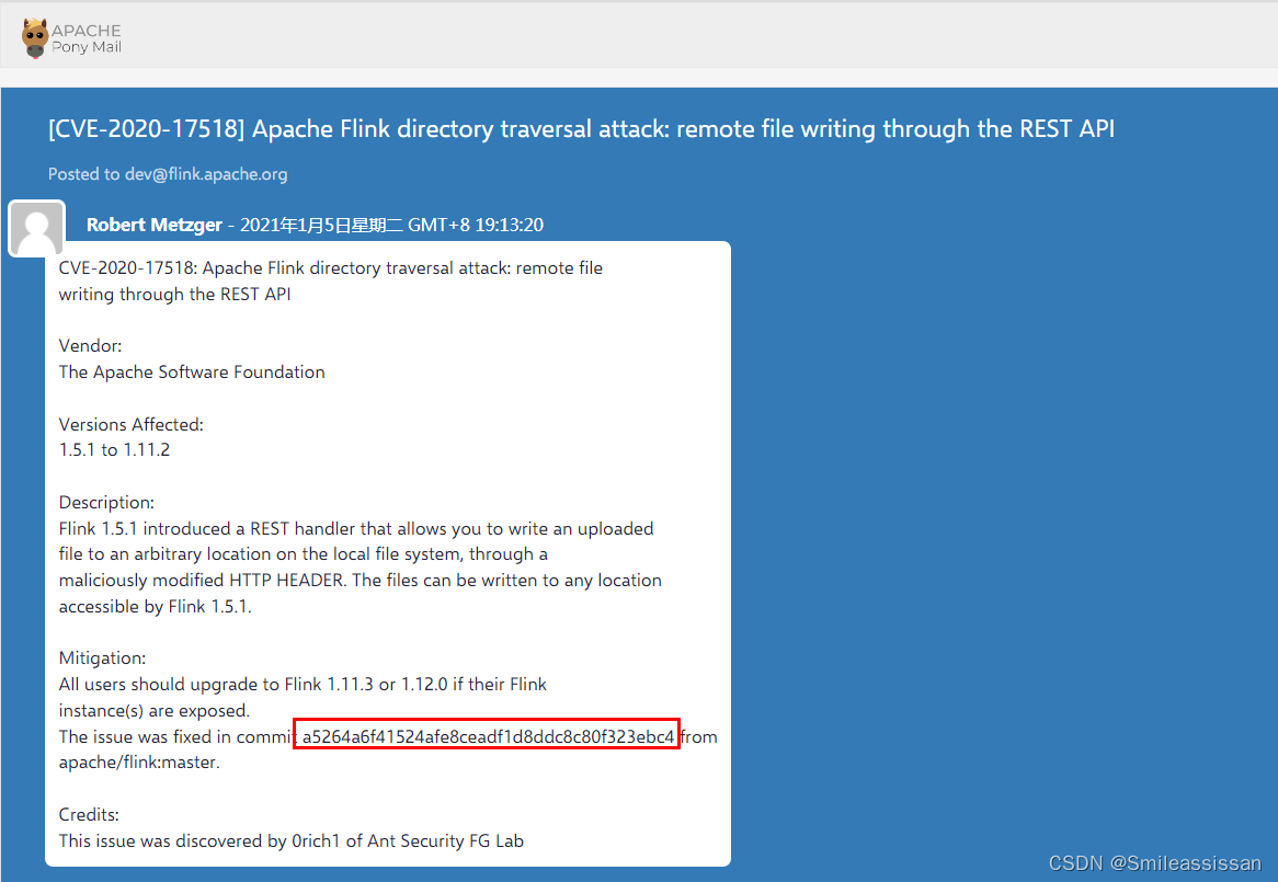 Apache Flink文件上传漏洞（CVE-2020-17518）漏洞代码分析