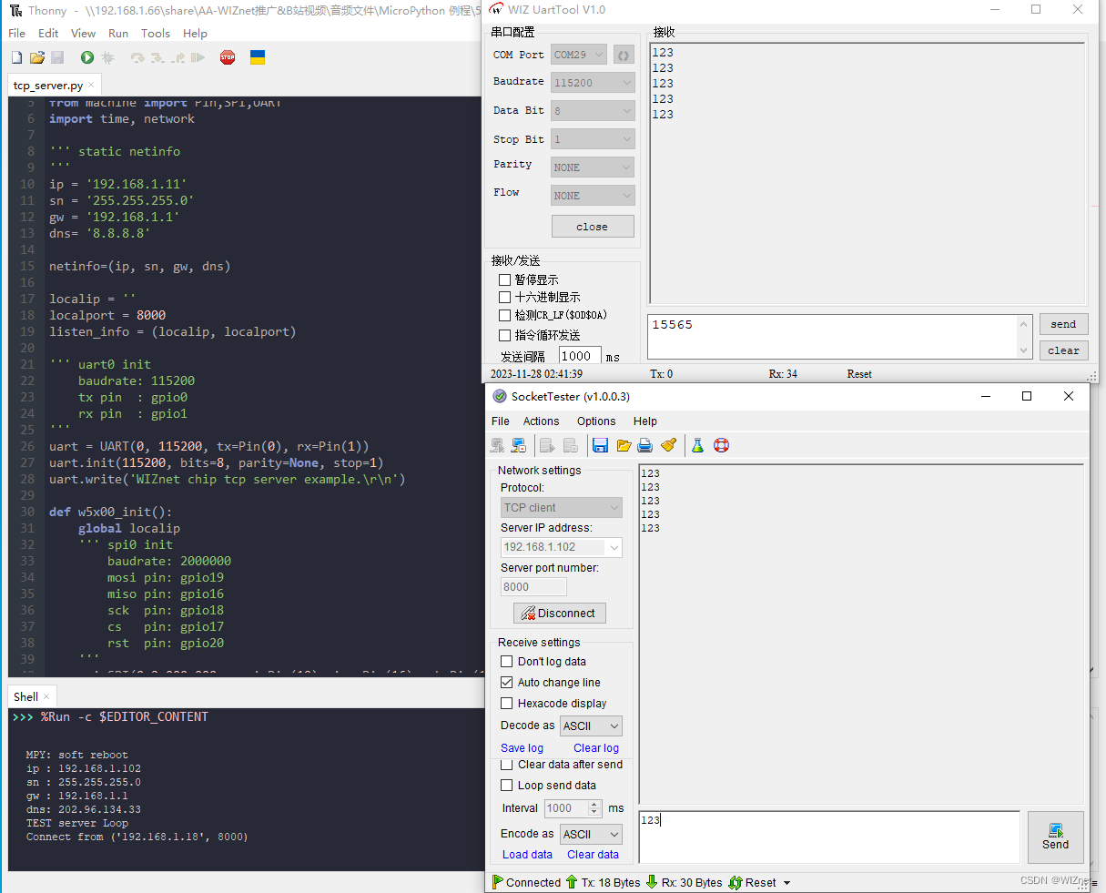 五、W5100S/W5500+RP2040之MicroPython开发＜TCP Server示例＞