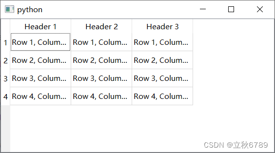 pyqt QTableView表格控件