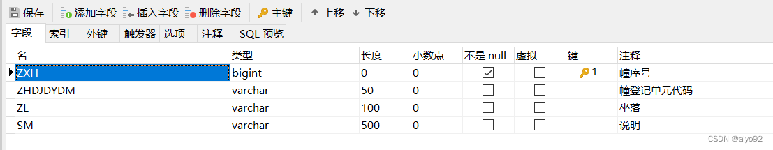 幢表结构