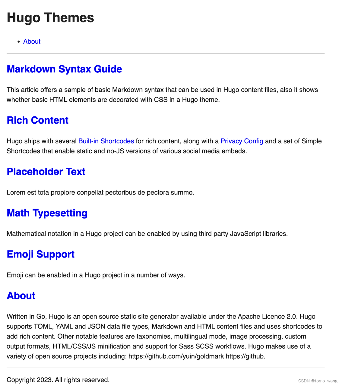 hugo basic example site