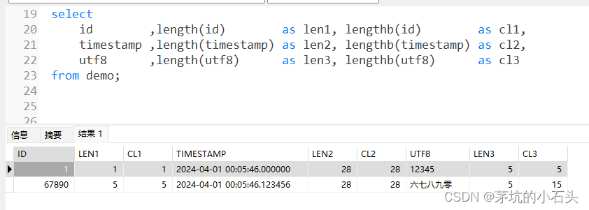 MySQL、Oracle查看字节和字符长度个数的函数