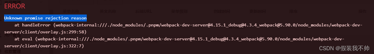 vue2 webpack-dev-server Unknown promise rejection reason