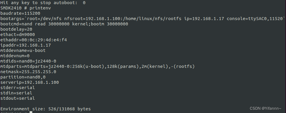 linux启动minicom、u-boot的常用命令、网络命令tftp、nfs/根文件系统、u-boot的bootargs环境变量