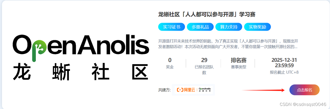 参赛流程csdn龙蜥社区人人都可以参与开源学习赛