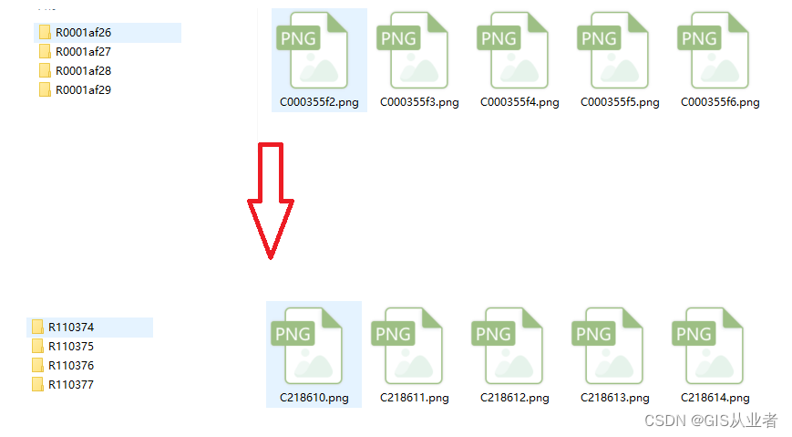 python脚本实现arcgis离散型切片png格式十六进制名称转十进制名称