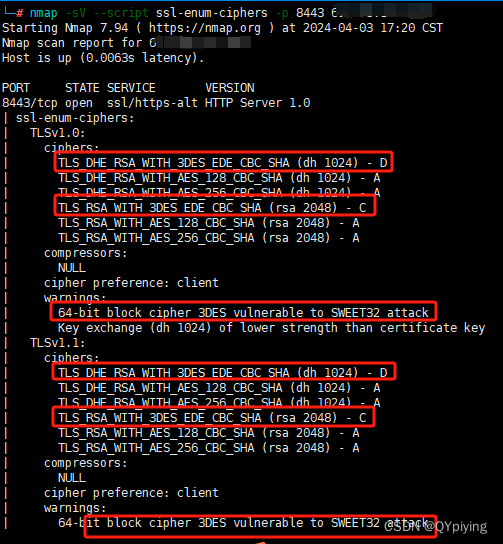 TLS/SSL Sweet32 attack 、TLS/SSL Weak Cipher Suites漏洞检测及修复_weak-cipher ...