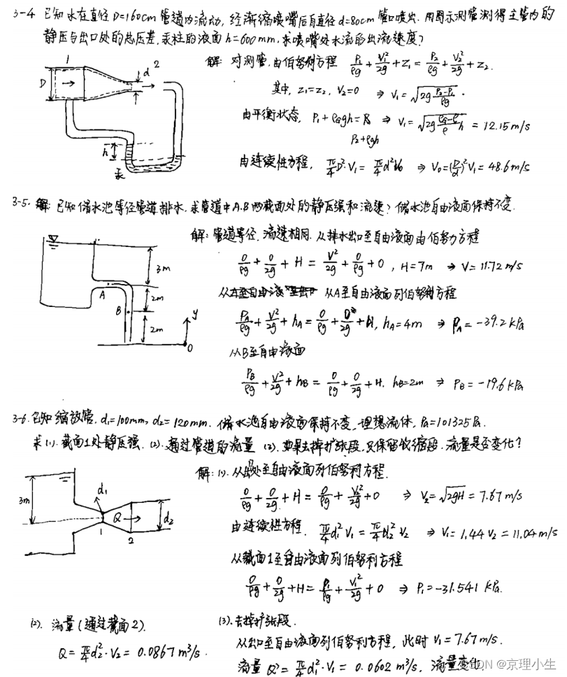 BIT工程流体力学基础——第三章 学习笔记+公式总结+习题参考-CSDN博客