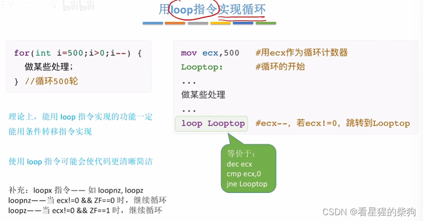 计算机组成原理-选择语句和循环语句的汇编表示