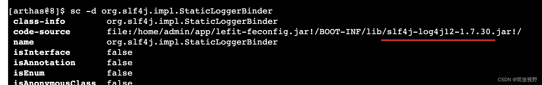 【Arthas案例】某应用依赖两个GAV不同但包含两个相同全限定类名StaticLoggerBinder，引起log4j.Level类找不到异常