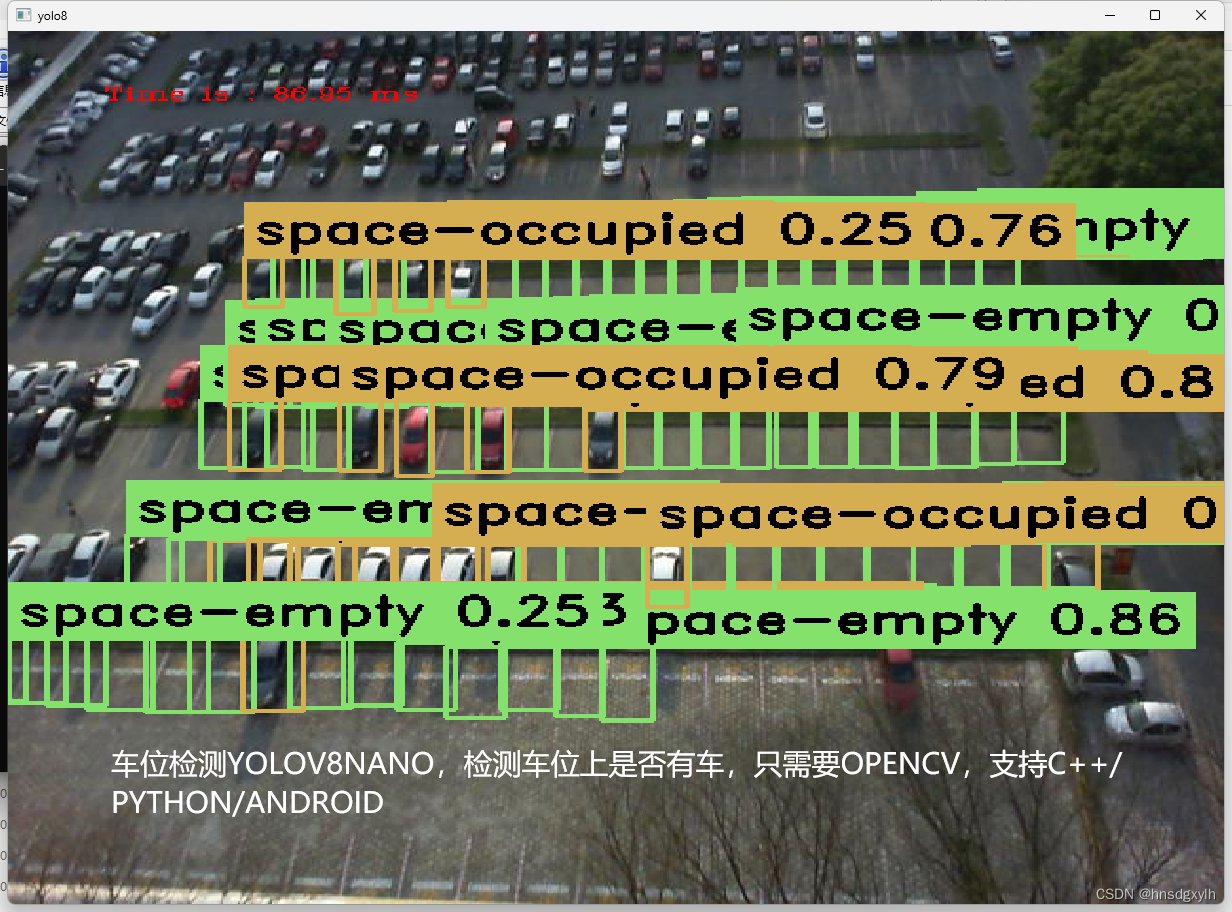 <span style='color:red;'>车位</span>检测，YOLOV8,OPENCV<span style='color:red;'>调用</span>