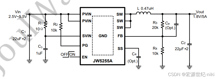 JOULWATT/杰华特代理 JW5255A DFN3×3-10 5A、5.5V、1MHz、60uA IQ 同步降压转换器_jw5255规格书 ...