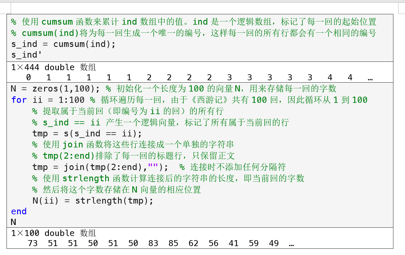 MATLAB练习题：《西游记》小说内容梗概文本分析