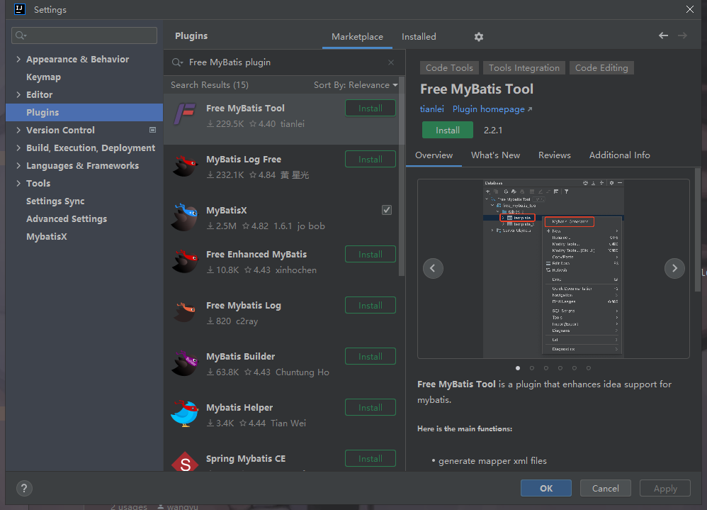 idea 找不到 Free MyBatis plugin