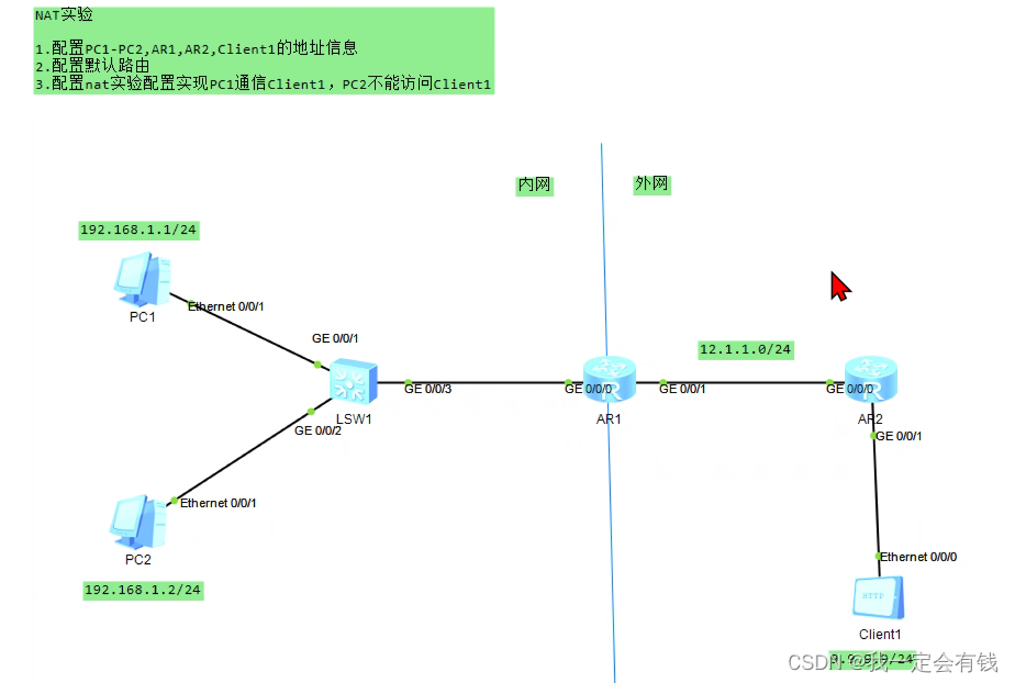 <span style='color:red;'>ENSP</span> <span style='color:red;'>NAT</span><span style='color:red;'>实验</span>