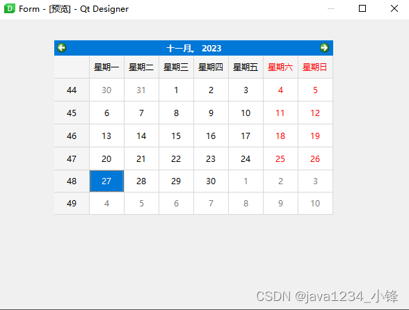 PyQt6 QCalendarWidget日历控件