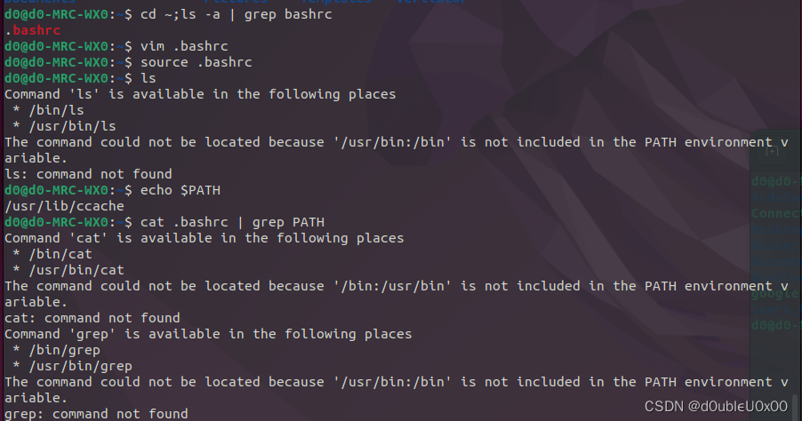 【Ubuntu】在.bashrc文件中误设置环境变量补救方法