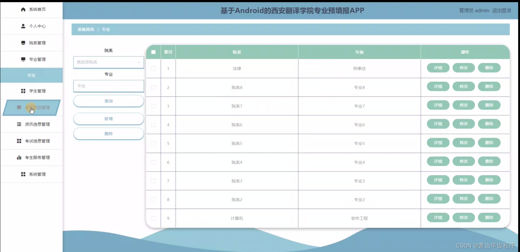基于Android的西安翻译学院专业预填报APP(程序+开题报告)(开题报告+源码）