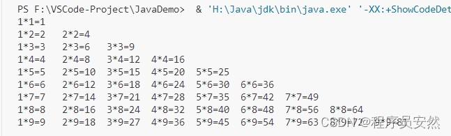 【Java编程实现 9 * 9 乘法表格打印四种形态，七种打法】