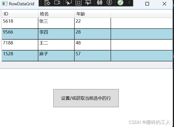 DataGrid行属性