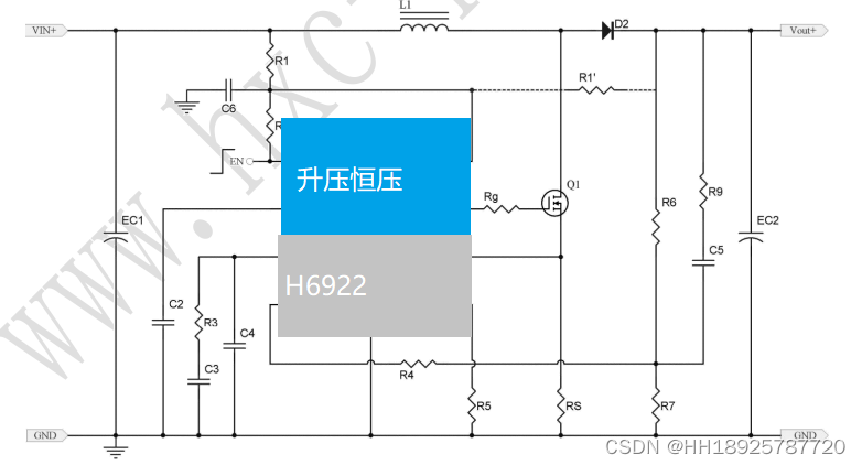 惠海原厂直销 H6922 升压恒压IC芯片 2.8-40V升48V60V72V80V100V方案 高效率 低功耗