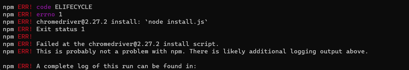 Failed at the chromedriver@2.27.2 install script.
