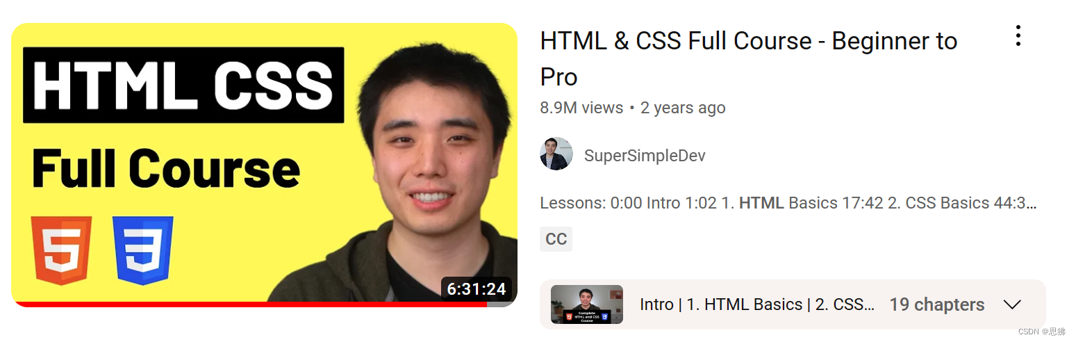 自学编程 | 寒假在YouTube上学完了HTMI&CSS-CSDN博客