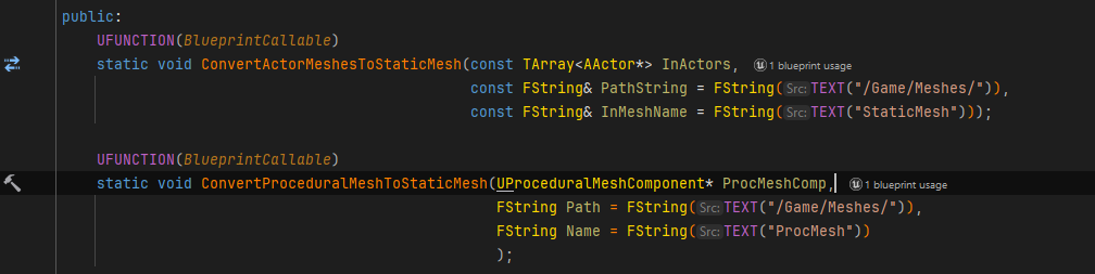 UE4c++ ConvertActorsToStaticMesh  ConvertProceduralMeshToStaticMesh