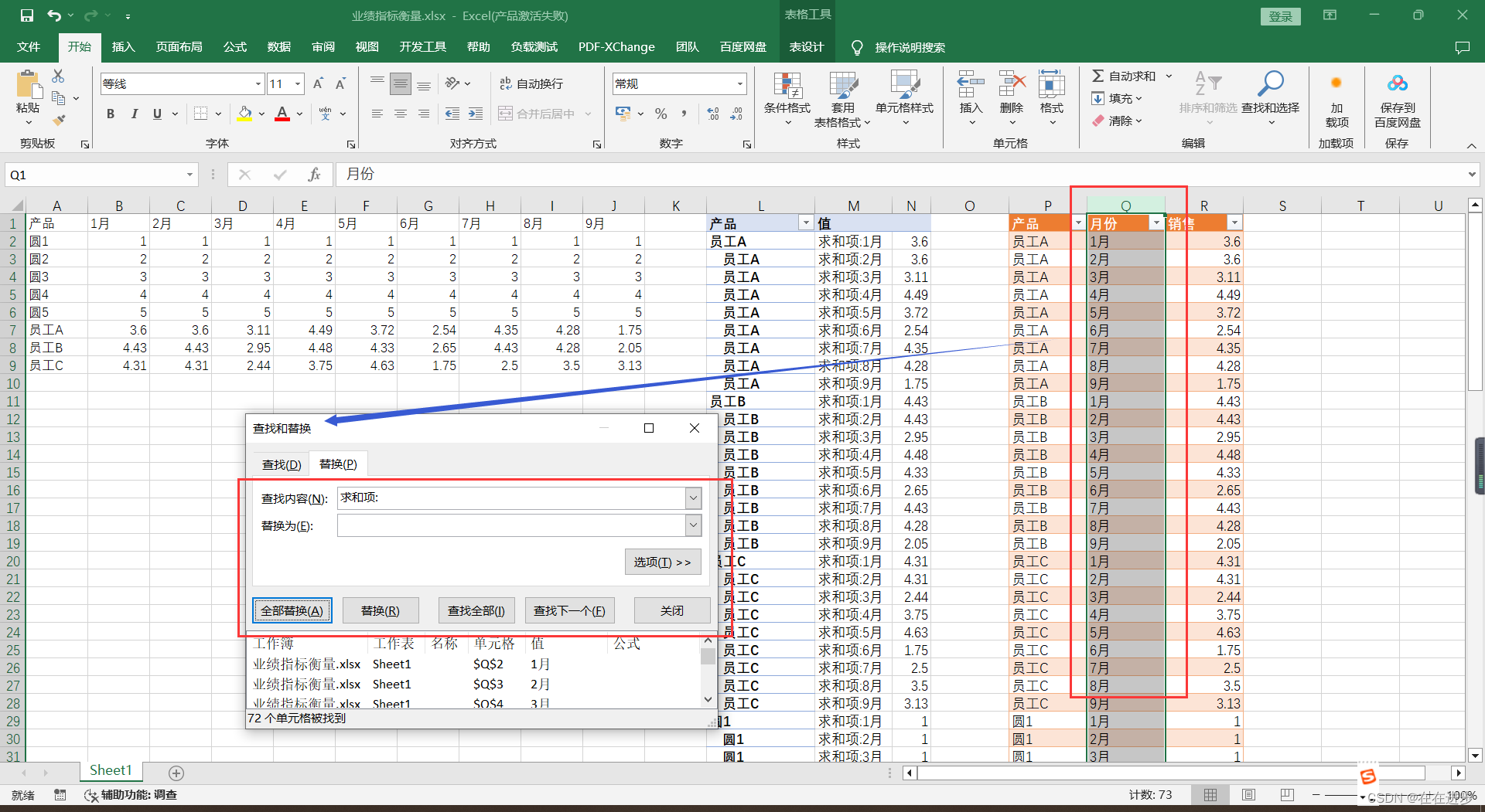 Excel利用数据透视表将二维数据转换为一维数据（便于后面的可视化分析）