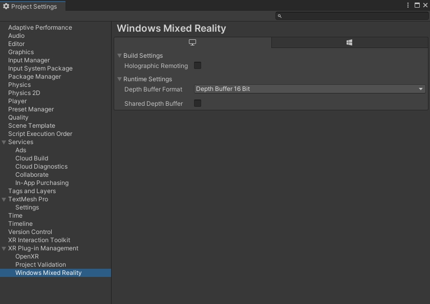 Unity之OpenXR+XR Interaction Toolkit接入微软VR设备Windows Mixed Reality