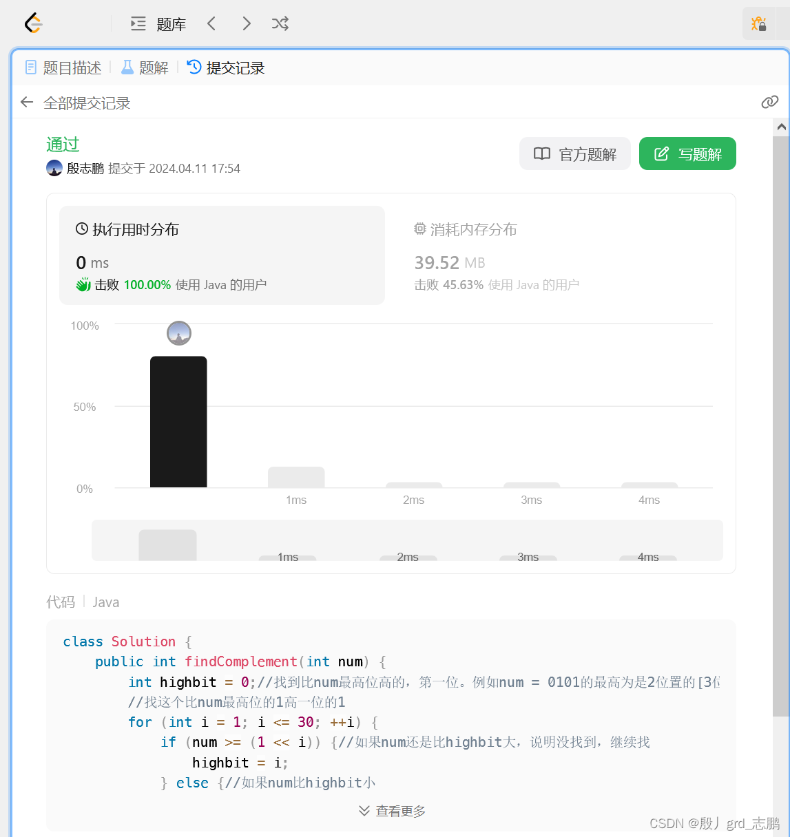 java数据结构与算法刷题-----LeetCode476. 数字的补数