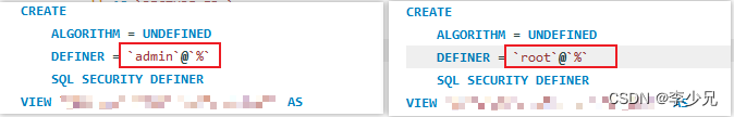 Error Code: 1449. The user specified as a definer (‘admin‘@‘%‘) does not exist