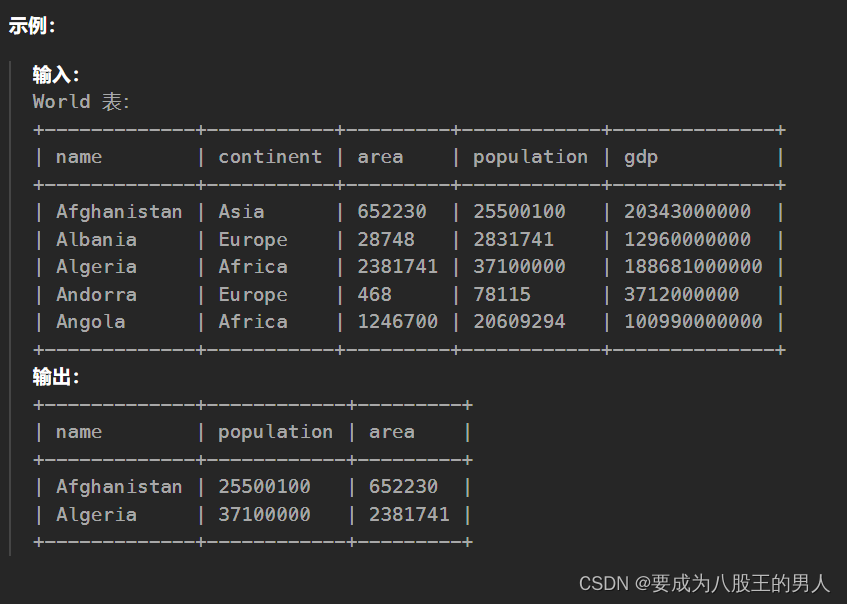 查询SQL03：大的国家