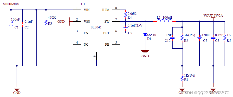 <span style='color:red;'>48</span>V<span style='color:red;'>转</span>15V,<span style='color:red;'>48</span>V<span style='color:red;'>转</span>12V,<span style='color:red;'>48</span>V<span style='color:red;'>转</span>24V高效率降压恒压芯片SL3041<span style='color:red;'>电路</span>简单