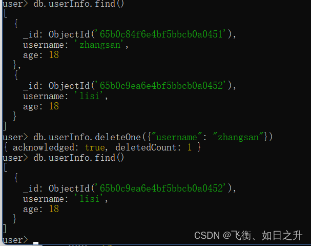 node 第二十三天 mongoDB shell 命令 CRUD 增删改查 基础