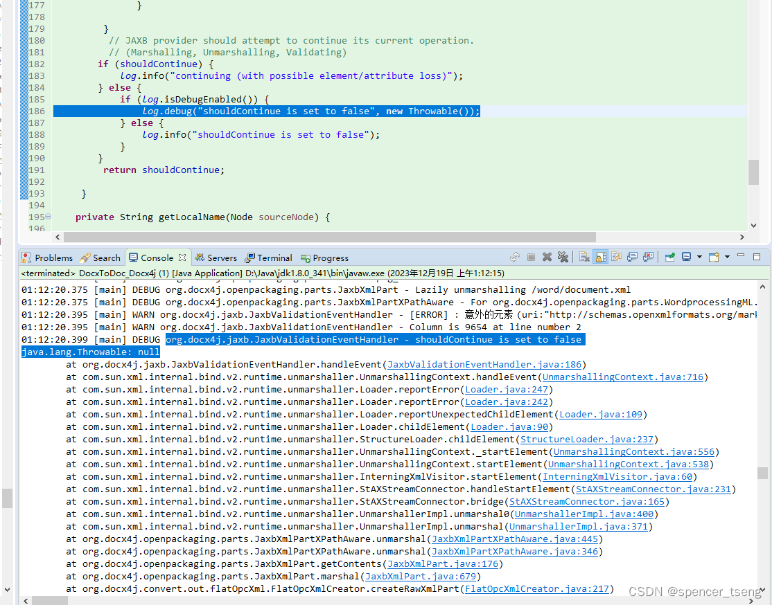 org.docx4j.jaxb.JaxbValidationEventHandler shouldContinue is set to