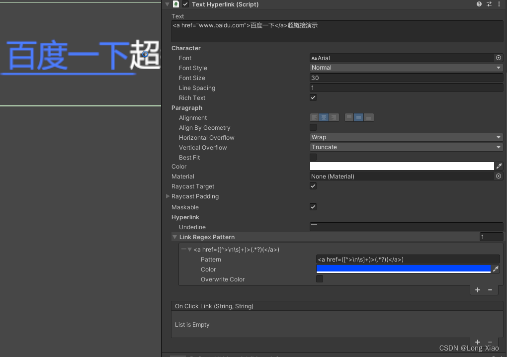 Unity扩展 Text支持超链接文本