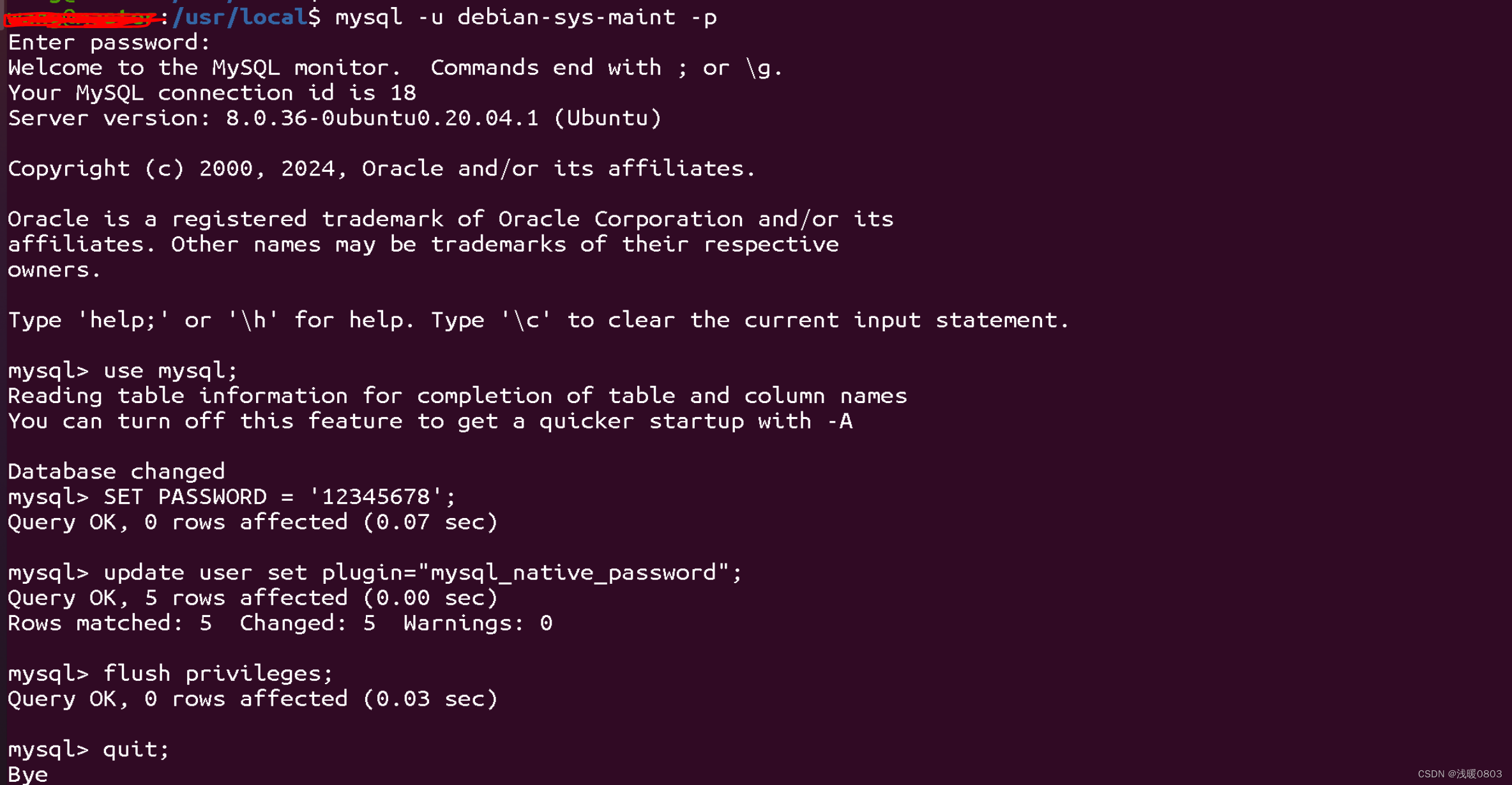 Ubuntu Mysql修改密码时遇到的问题