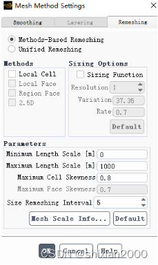 Methods-based remeshing setting